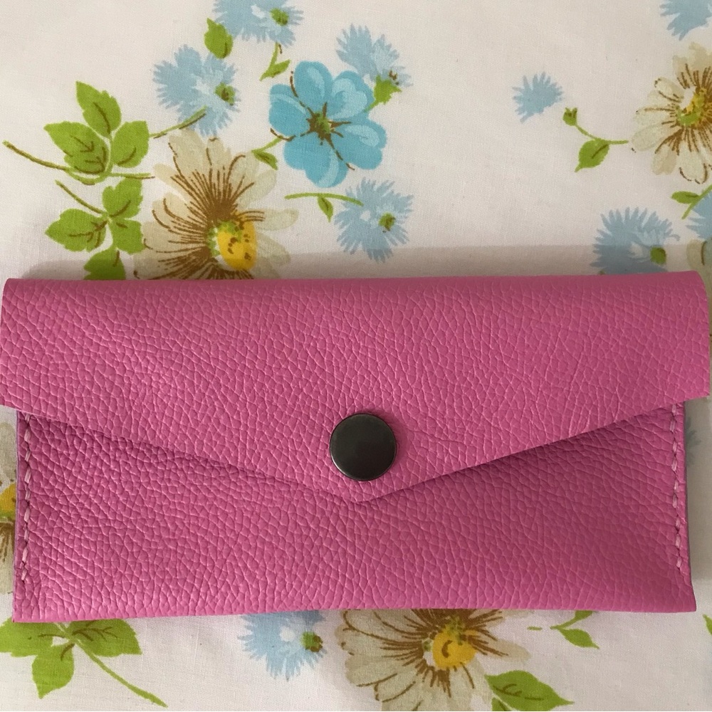 Handmade Pink Genuine Leather Envelope Clutch